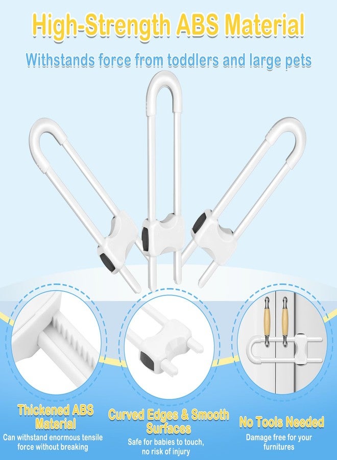 Modacraft 10 Pcs Sliding Cabinet Latches, U Shaped Cabinet Door Locks, Baby Cabinet Safety Latches for Baby Proofing, No Drilling Tool-Free Installation Easy to Use for Knobs or Handle Double Door - Image 4
